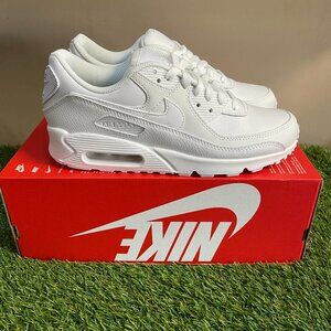 Nike Air Max 90 LTR Triple White Athletic Sneakers Shoe CZ5594-100 Men's 8.5 NEW